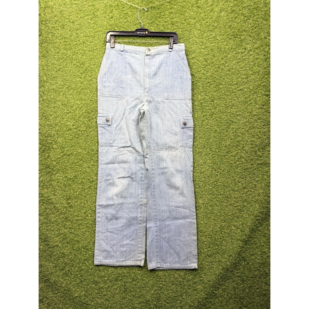 Vintage Sears Roebucks Jeans Women 16 Tall Wide Leg Flare Leg Cargo Button Sail